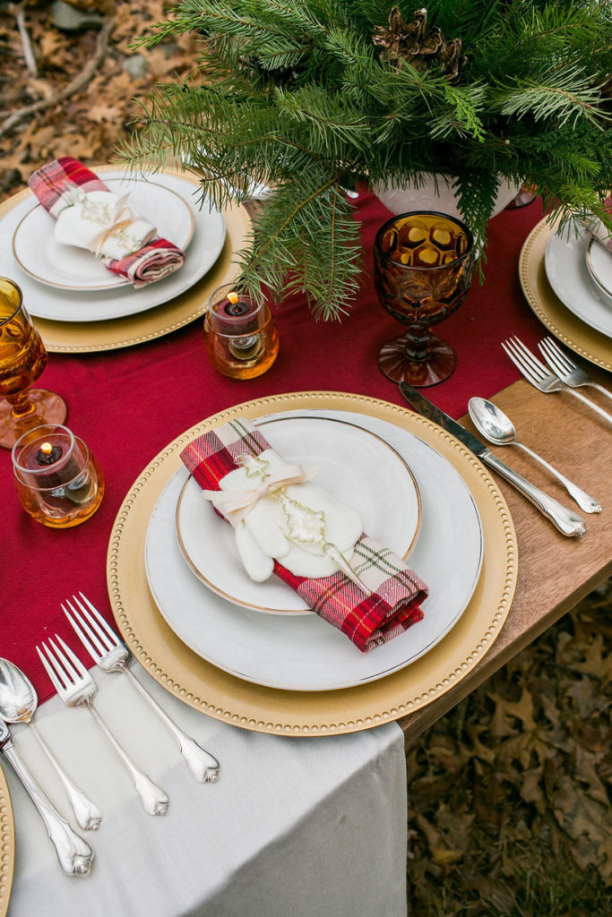 Christmas Table Decor - Decorazione tavolo natalizio con tovagliolo tartan